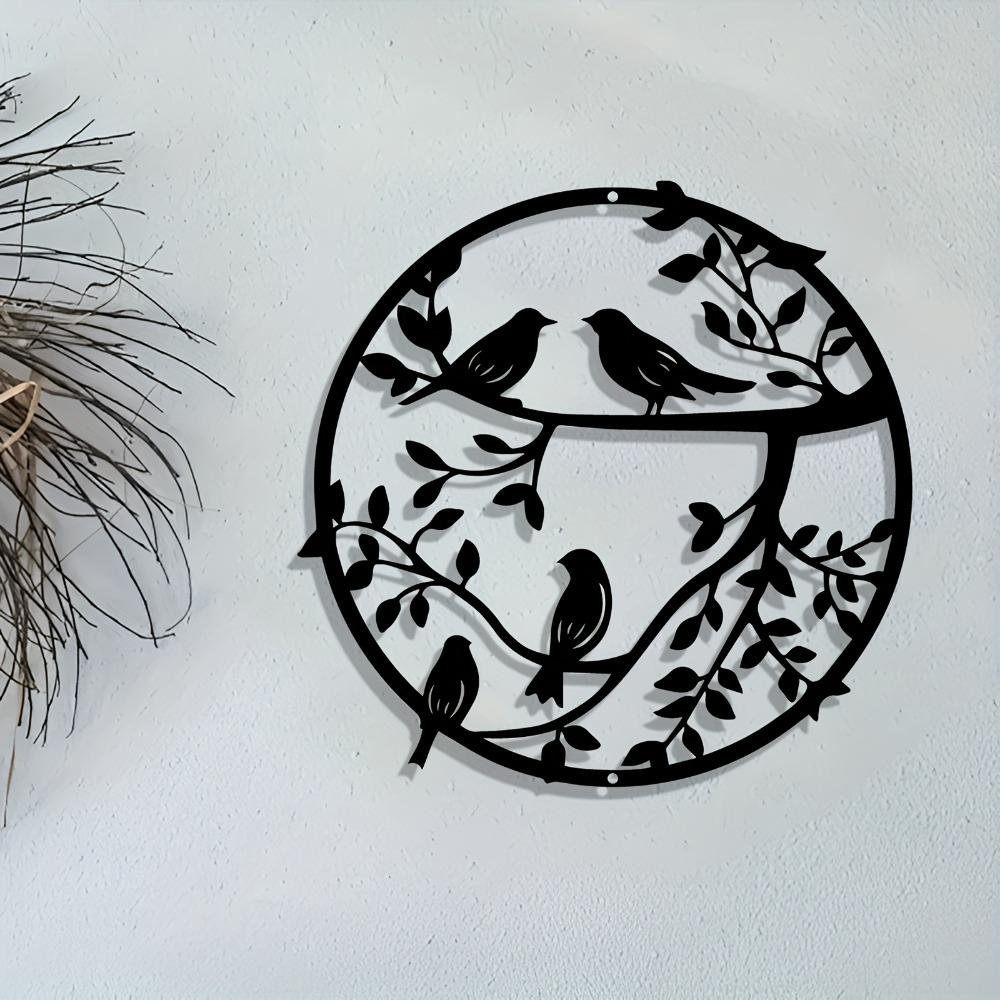 Metal Wall Art Tree and Bird Sculpture Black Iron Home Decor Gift