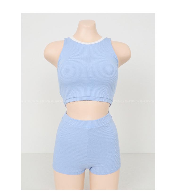 2025 Korean Bandeau Split Swimsuit - Solid Color, Sexy Flat Leg Trunks for Women