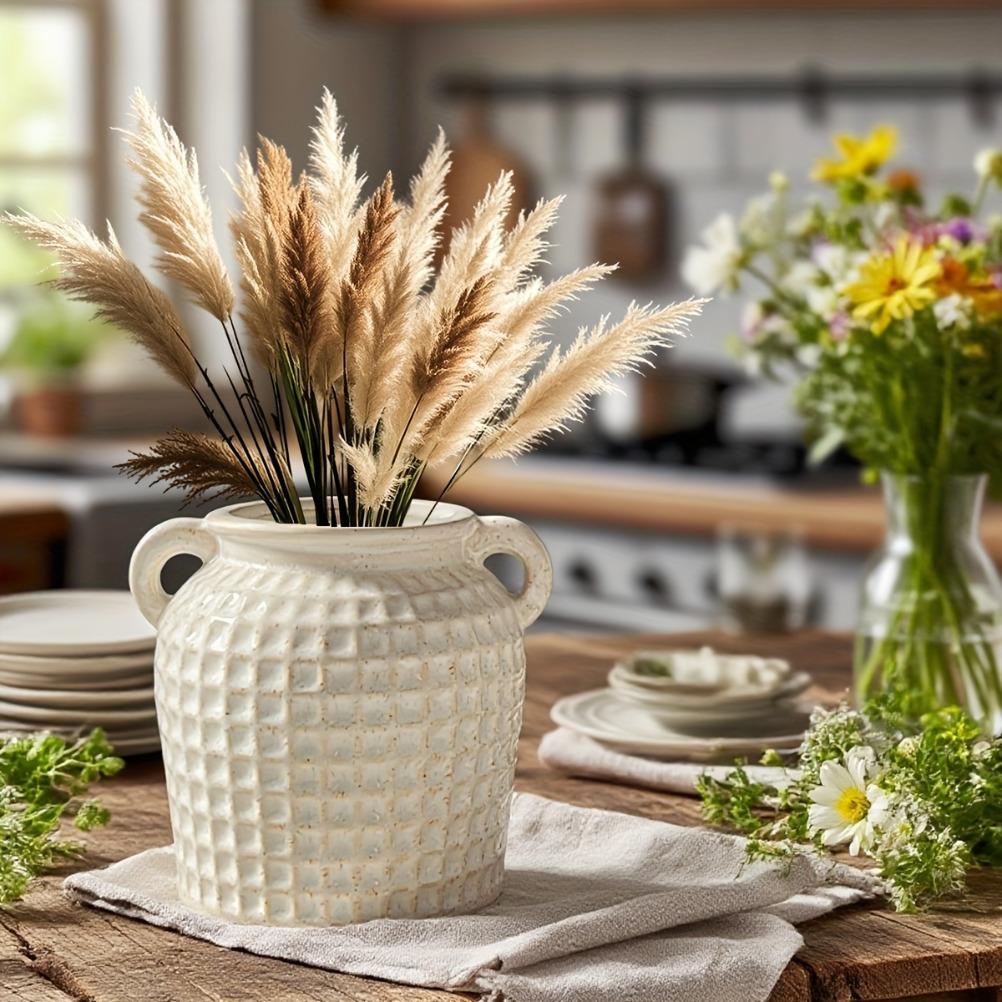 Vintage Ceramic Double Ear Storage Jar Multi Functional Storage Container Decorative Vases Kitchen Dining Room Container