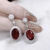 European & American Pigeon Blood Ruby Gemstone Jewelry Set: Elegant Earrings, Ring, & Necklace for Women