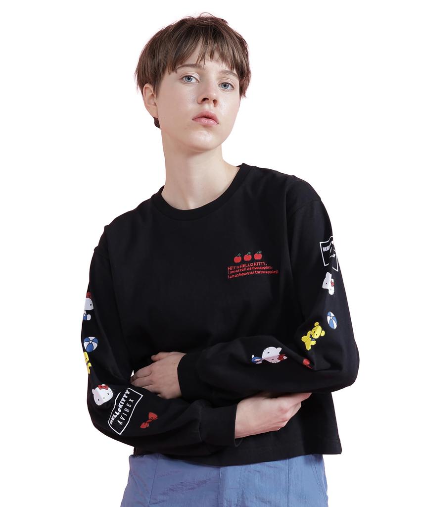 AVIREX Hello Kitty Long Sleeve T-Shirt Women's S 010 Black 783-6130605