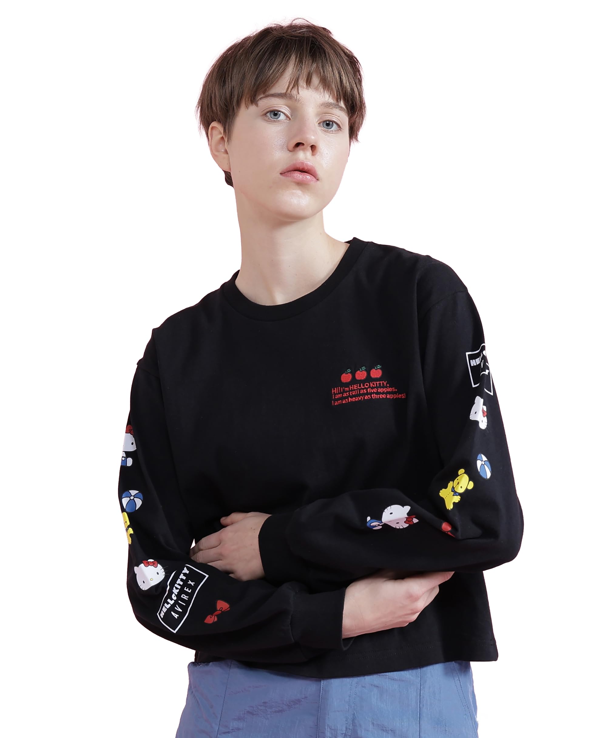 AVIREX Hello Kitty LONG SLEEVE T-SHIRT women s M 010 black 783-6130605