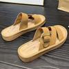 Fashion 2025 Women's Flat Thick Sole Sandals Non Slip One Buckle Summer Outdoor Slippers for Pregnant Women Casual Wear with Skirts