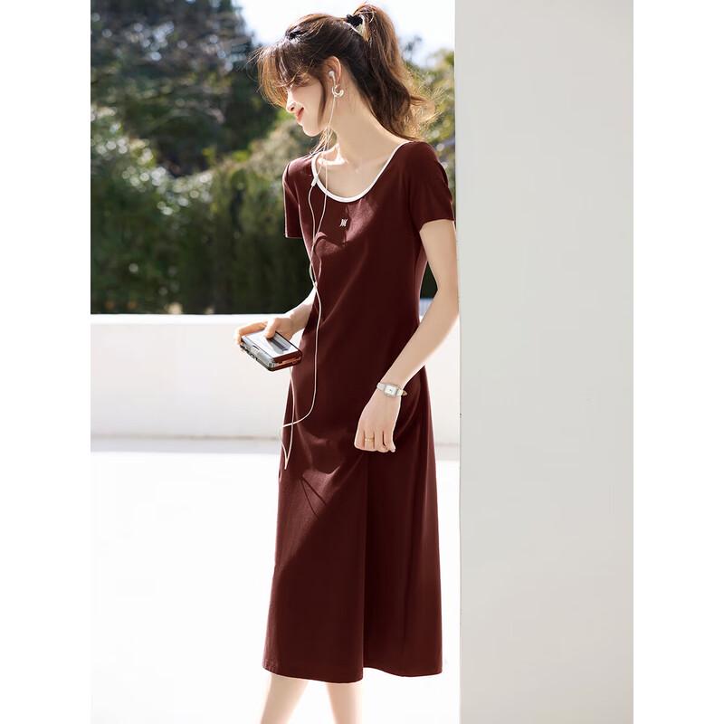 Mohan Yimei Casual Round Neck Short Sleeve A-Line Dress M