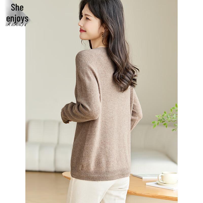 Women's 100% Pure Wool Round Neck Cardigan