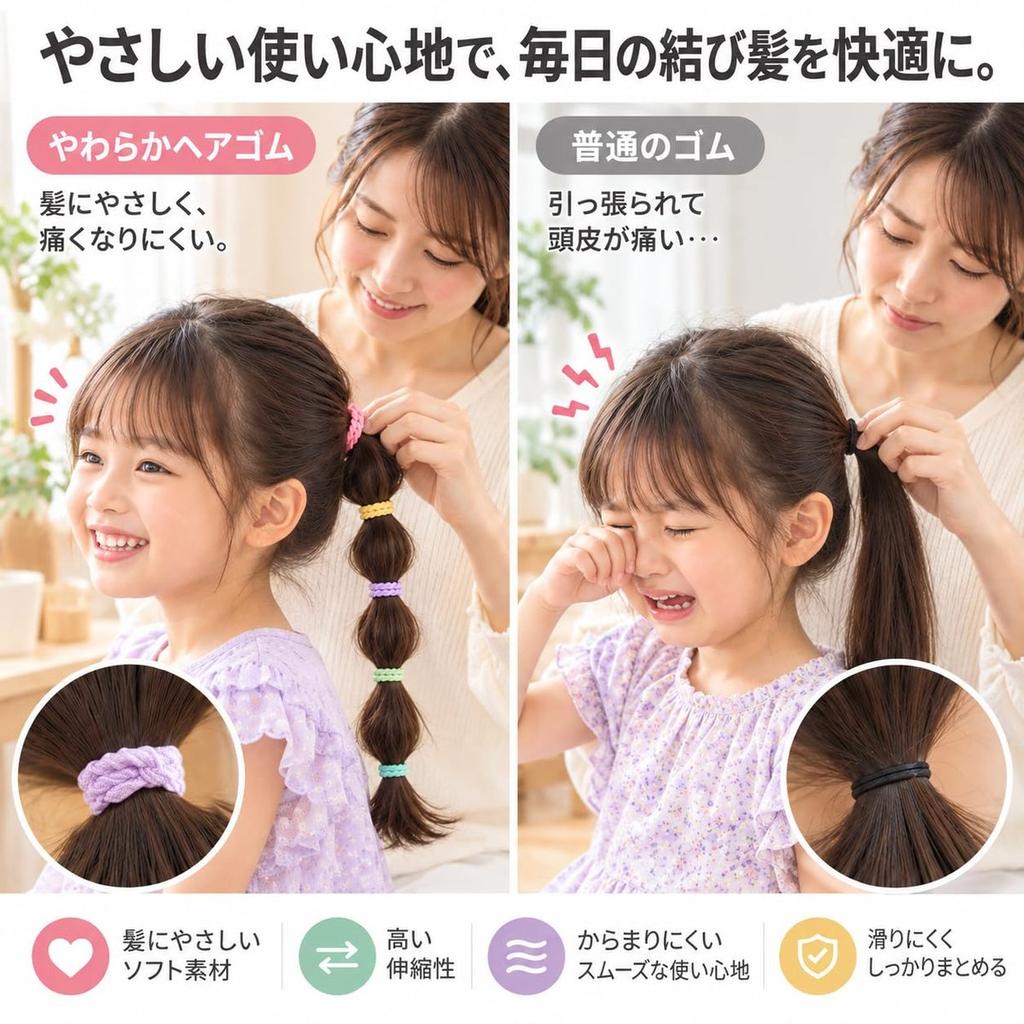 GFUN Kids Hair Ties, 100-Pack, 3cm Diameter, Soft Cloth Fabric, Gentle for Fine Hair