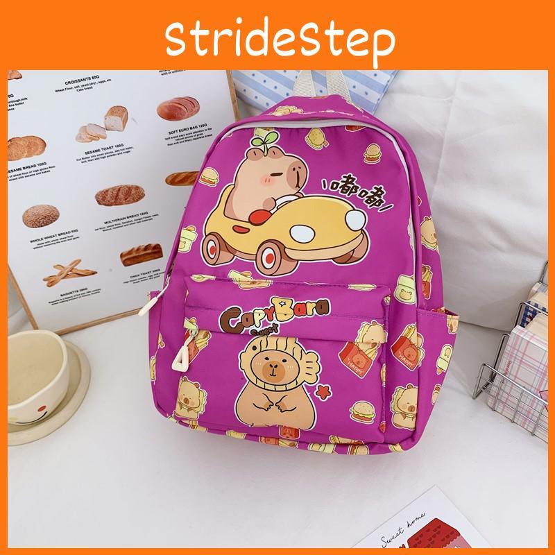 School Childrens Cute Bag With Cartoon Capybara Print For School Daily Use