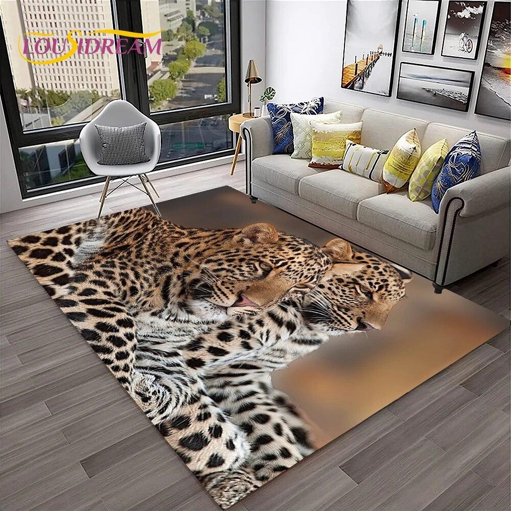 Beast Leopard Cheetah Cartoon Animal Carpet Rug for Home Living Room Bedroom Sofa Doormat Decor,kids Area Rug Non-slip Floor Mat