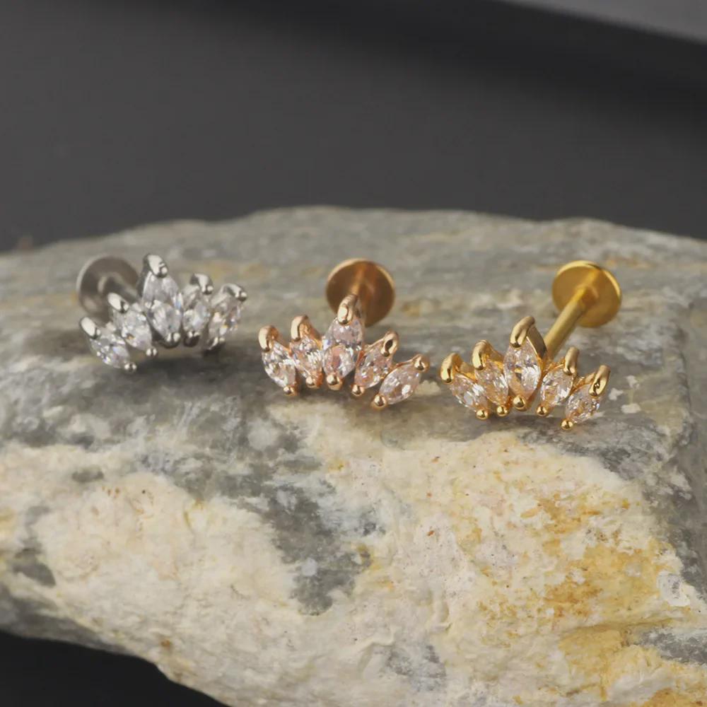 Zirkon Edelstahl Damen Ohr- und Lippenpiercing Stecker