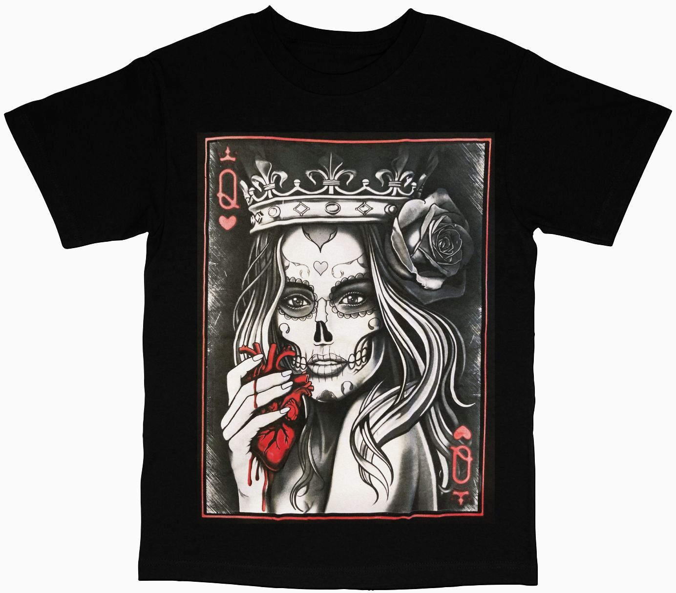 Queen Of Hearts Mens T-Shirt Dia De Los Muertos S разноцветный