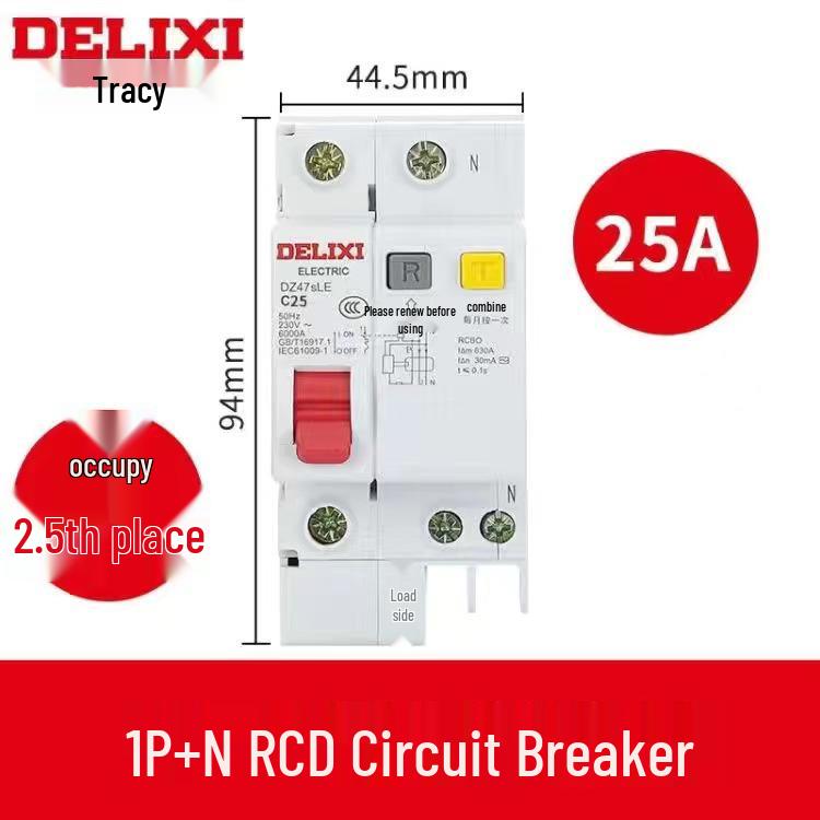 Delixi DZ47sLE Air Switch Circuit Breaker with Leakage Protection (1-4P, Single/Three-Phase, N)
