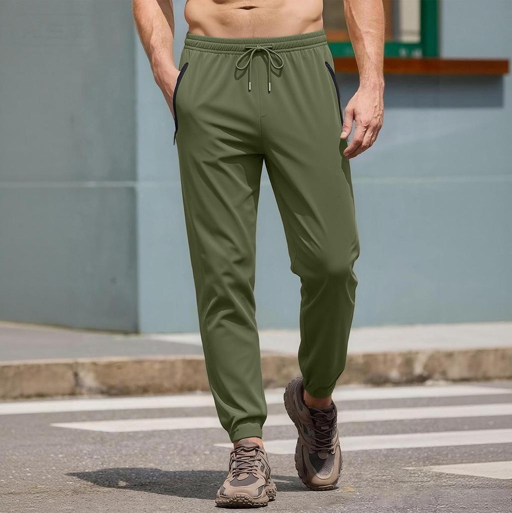 Men's Lightweight Running Pants Elastic Waistband Jogger Sweatpants with Zipper Pockets for Fitness Training and Outdoor Sports