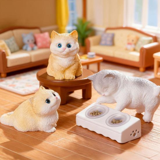 Mini Cat Figurine Micro Resin Animal Ornament Cute Kitten Cake Topper Decoration for DIY Moss Landscape Fairy Garden Decor