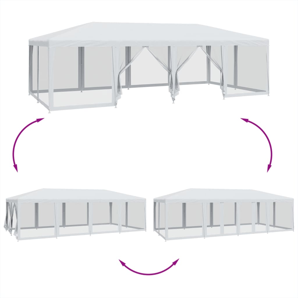 Vidaxl Party Tent With 12 Mesh Walls, White, 8X4 M, Hdpe