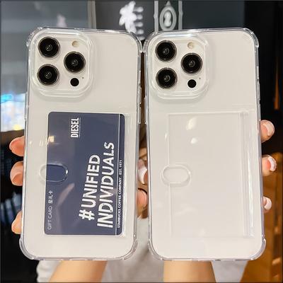 Clear Card Bag Ultra Thin Phone Case For Iphone 14 13 12 11 Pro Max Xr Xs Max 13pro 14 Plus Soft Silicone Transparent Back Cover