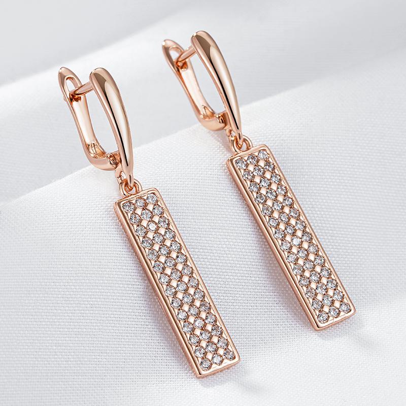 Full Paved Zircon Square Pendant Earrings Smooth Texture Women Personality Accessories Wedding Jewelry