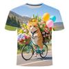 Kawaii Cartoon Animal Fox Kids Adult Printed T-shirt Summer Women's and Men's Casual Outdoor Girl and Boy Short Sleeve Tees Top
