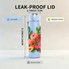 1PC Red Poppy Green Leaf Floral Print 750ml Color Plastic Sports Water Bottle Leakproof Flip Straw Lid Suitable for Sports Office Home Use