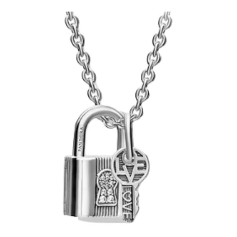 Pandora Logo design 925 silver glass necklace women s rose gold/silver/gold ZT2228-1