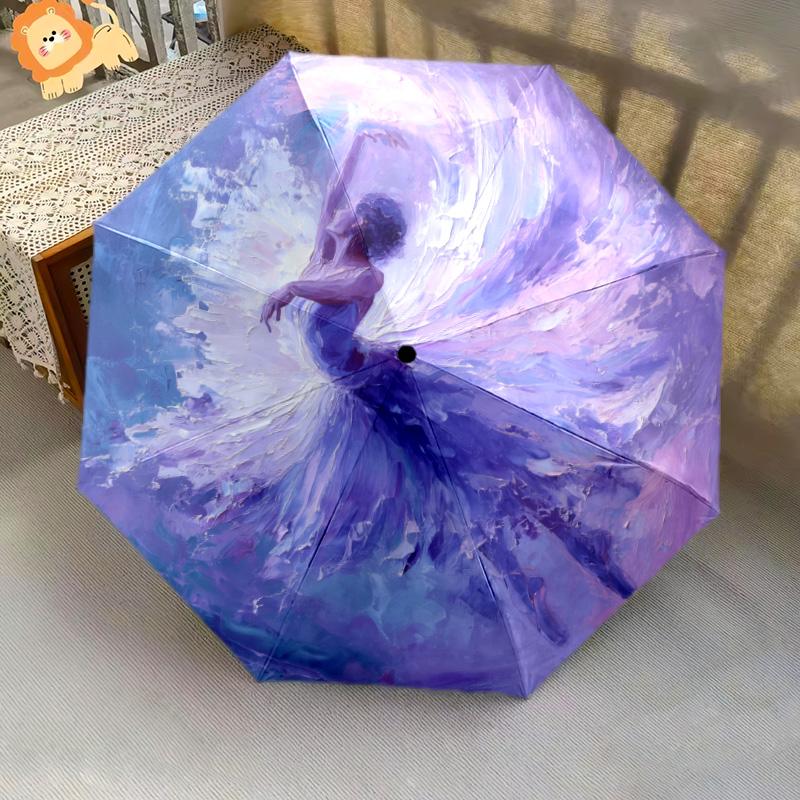 0106 Flower Maiden  pattern, automatic folding umbrella, portable and foldable design, 8 ribs, a Christmas or birthday gift.