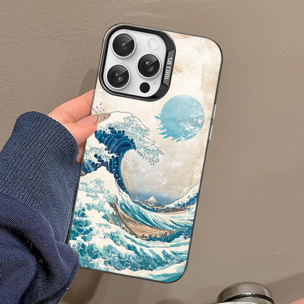 Japanese Waves Phone Case For IPhone 17 16 15 14 13 12 11 Pro MAX Matte Shockproof Back Anti Fall Matte Cover
