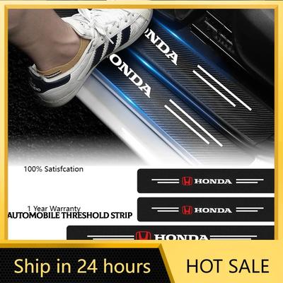 2025 Hot 4PCS Carbon Fiber Car Sticker Auto Door Threshold Waterproof Stickers For Honda Civic Jazz Accord Pilot Passport Stepwg