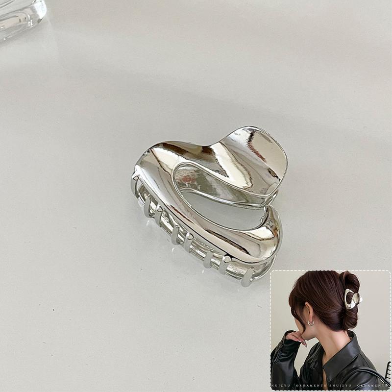 Elegant Geometric Wave Metal Gold Silver Hair Claw Clip For Women Accessories Large Punk Crab Jaw Clamps Hairgrip Headdress