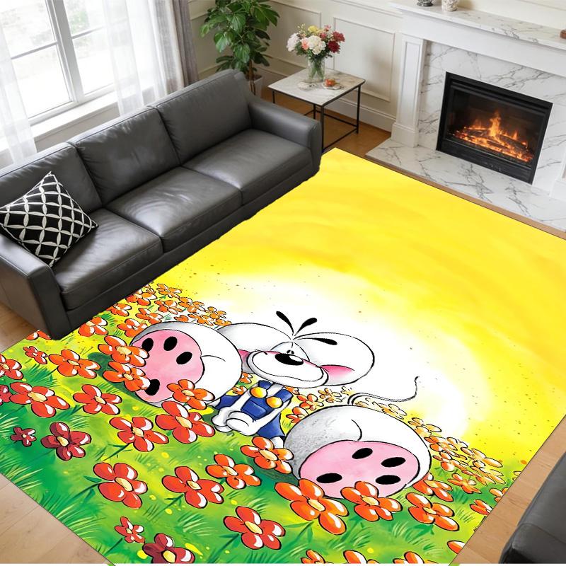 Diddl Print Crystal Velvet Plush Rug Anti?Slip Wear?Resistant Floor Carpet For Indoor Household Home Decoration