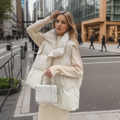 2024 Winter Women's Vest Cotton Jacket Female High Collar Thick Warm Sleeveless Jacket Women's Pure Color Coats Women's Clothing