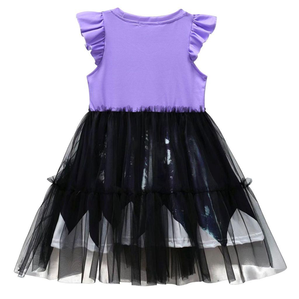 98001 Kids Girls Lily Lovebraids Print Round Neck Mesh Dress