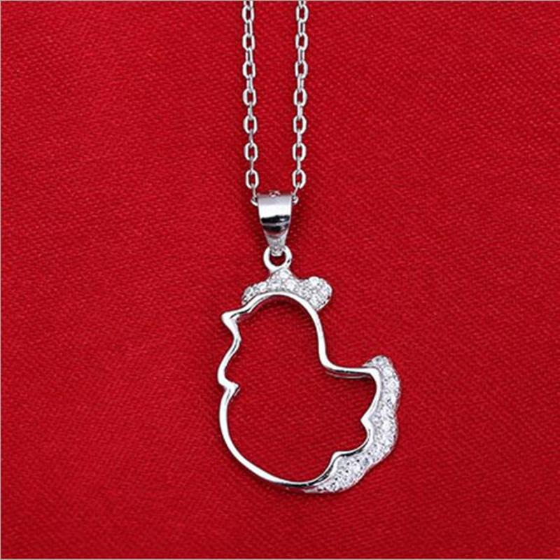 

New Arrival Fashion 925 Sterling Silver Jewelry Cute Little Chicken Beautiful Translocation Female Pendant Necklaces TYB195 серебряный