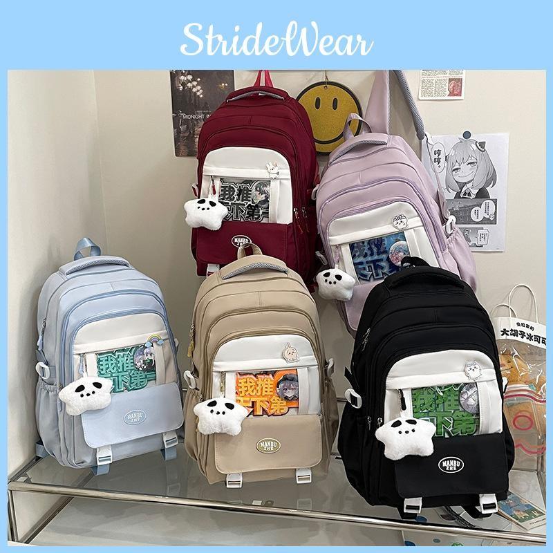 Backpack Solid Color Student Large Capacity Schoolbag Outdoor Leisure Travel Bag