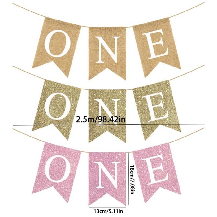 Elegant Celebration Banners for Infants Soft Linen Swallowtail Flag Jewelry Babies 1 Year Birthday Party Decorations