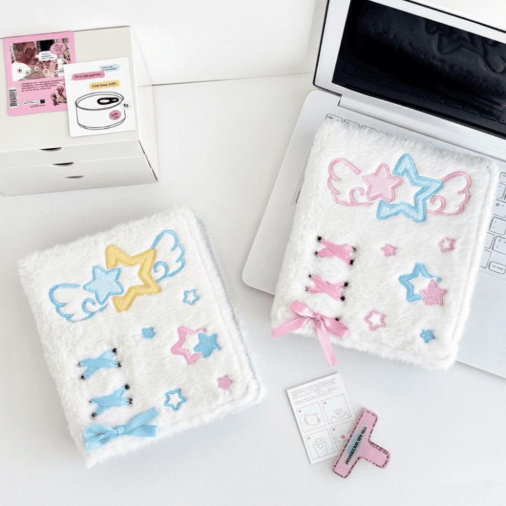 Loose-Leaf Photocard Holder Plush Angel Star Pattern Collect Book  For Kpop Idol Fans