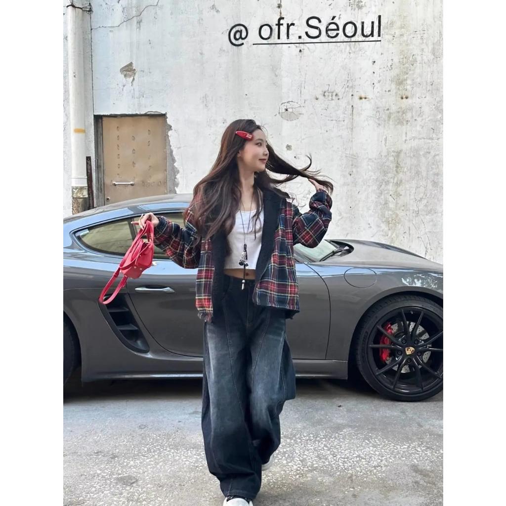 BeatStreet Stylish Chic Elegant Embroidered Patchwork Jeans Women Vintage Washed Draping Denim Straight Loose Fit Slimming Versatile Pants