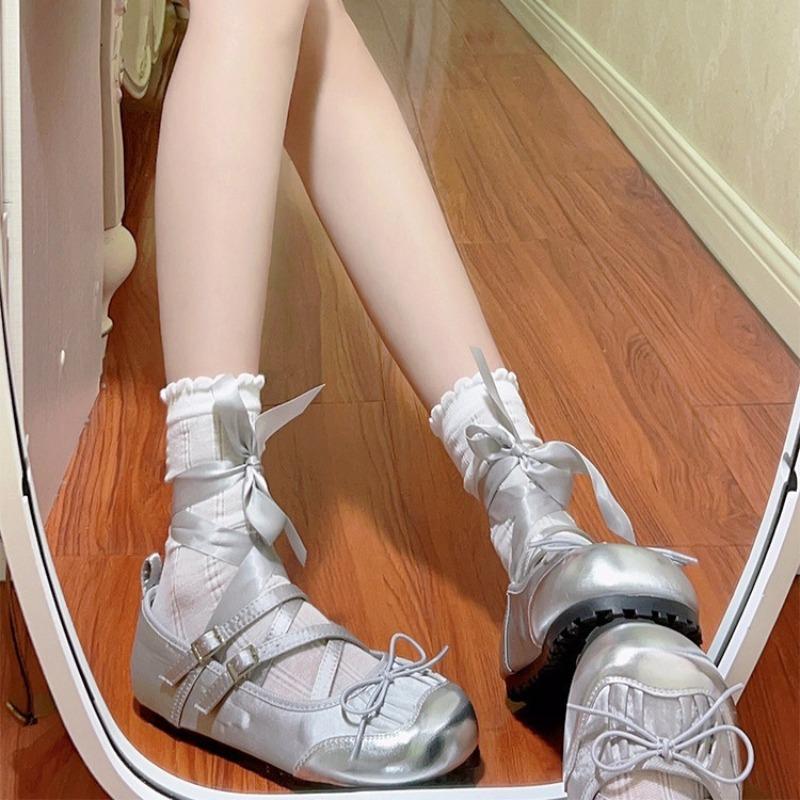 Mode Mode Komfort Streetstyle Ballerinas Schuhe Ballerinas Elegant Runde Zehenschuhe Damen Frühling Überkreuzriemen Frauen