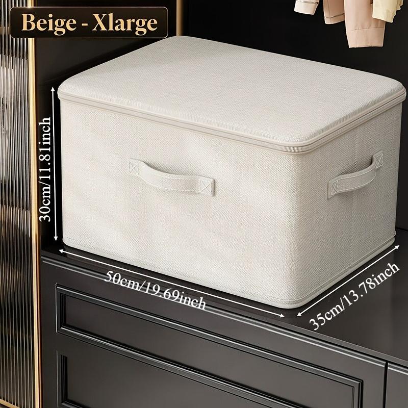 Extra Large Stackable Oxford Fabric Storage Bins with Lids, Foldable Closet Organizer Boxes for Clothes and Blankets, Space-Saving Heavy Duty Wardrobe