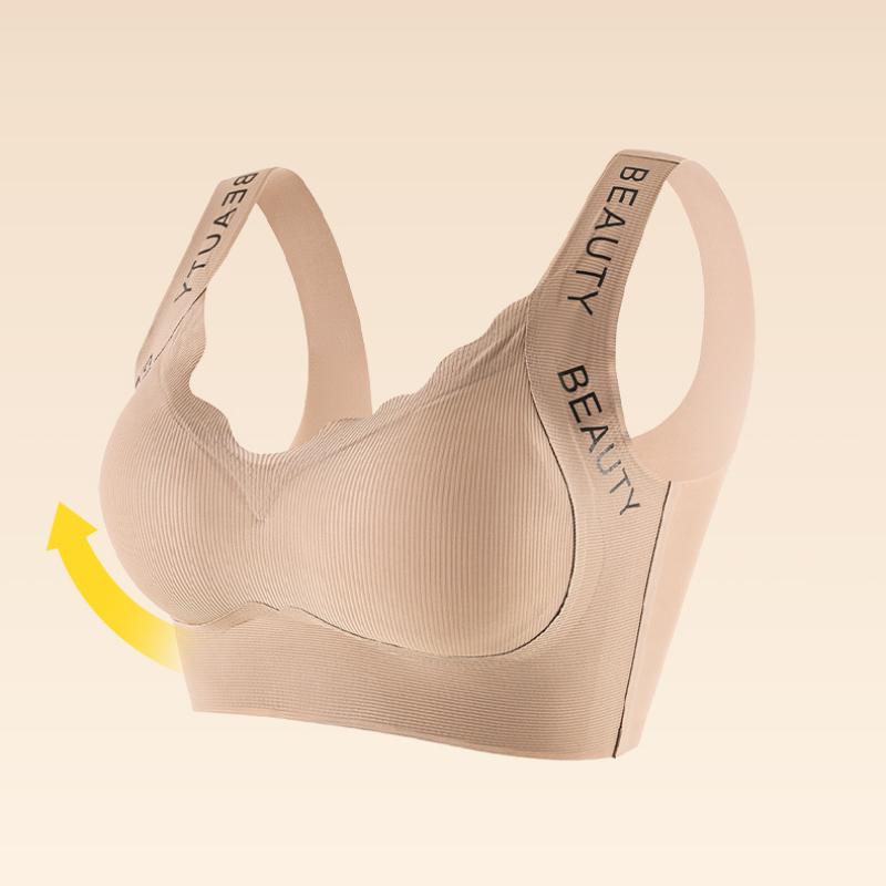 L-XXXL Women's Seamless Underwear Fixed Cup Wireless Sports Bra Large Size Gathered Vest