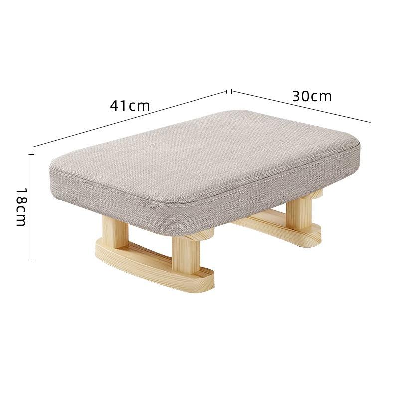Retro Solid Wood Square Stool, Creative Fabric Sofa Low Stool for Living Room Shoe Changing Home Use