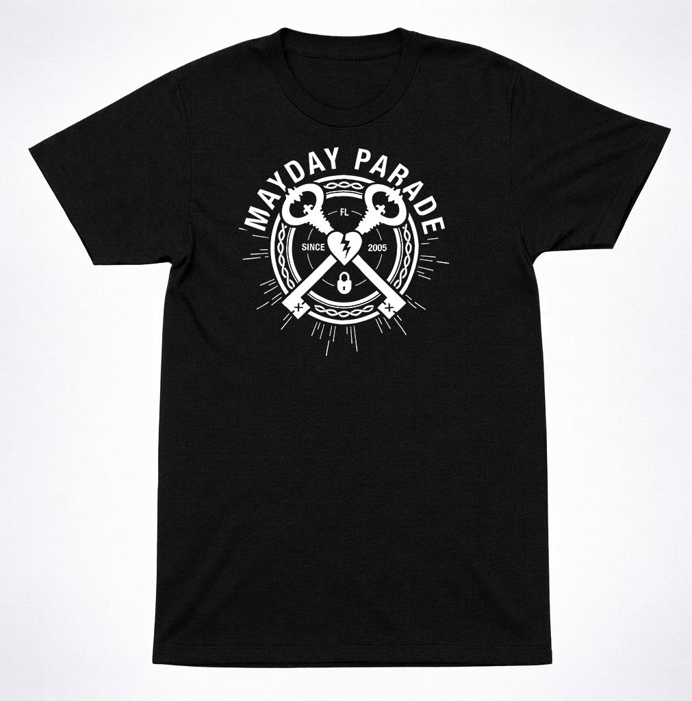 Mayday Parade Lock and Key T-Shirt | Emo Pop Punk Alternative Rock Tee M