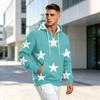 Men's Fall Print Zip-Up Hoodie, Casual Loose Fit Long Sleeve Sweatshirt Top
