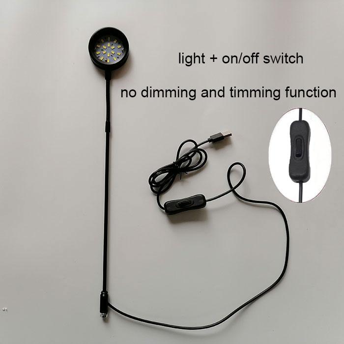 Czarna ściemnialna lampa akwariowa LED 5 W z timerem i wtyczką USB, ciepła biel 3000 K, zimna biel 6000 K, lampa do uprawy roślin z podstawą