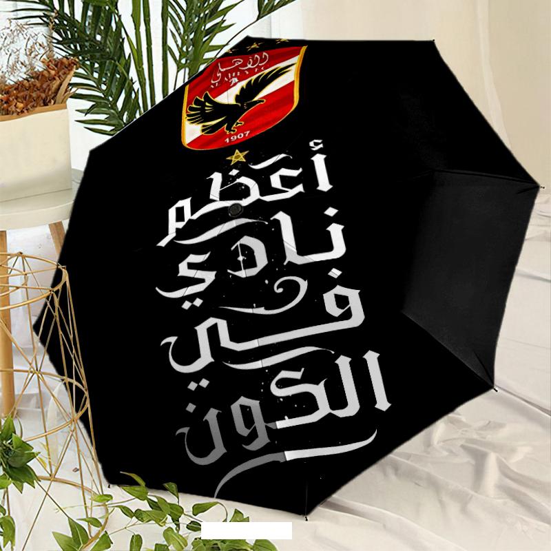 Al Ahly FC Umbrella with Automatic Open/Close & Self-8-Rib Heavy-Duty Umbrella, Compact Travel Umbrella Suitable for Outdoor