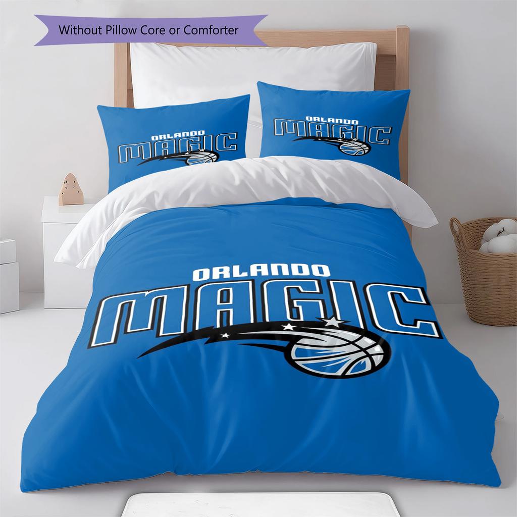 Orlando Magic Logo Pattern Bedding Set Quilt Cover Pillowcase Home Decor Gift (1 * Duvet Cover + 2 * Pillowcase, Without Core)