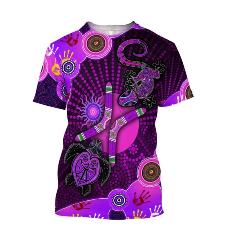 

Australian Aboriginal Characteristic Style Animal 3D Print Men s And Women s Summer Personality Round Neck Short Sleeve T-shirt S