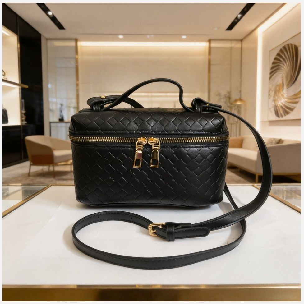 IELGY Ladies Messenger Bag All-Match One-Shoulder Woven Pattern Fabric Portable Box Bag