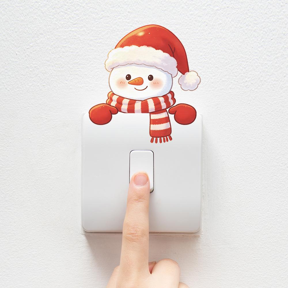 Christmas Santa Cat Switch Plate Wall Sticker Self Adhesive Removable Living Room Bedroom