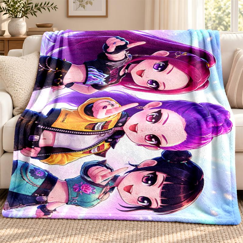Kpop demon hunters blanket Flannel Blanket Soft Cozy Plush Throw for Sofa Bed Lightweight Home Decoration Outdoor camping