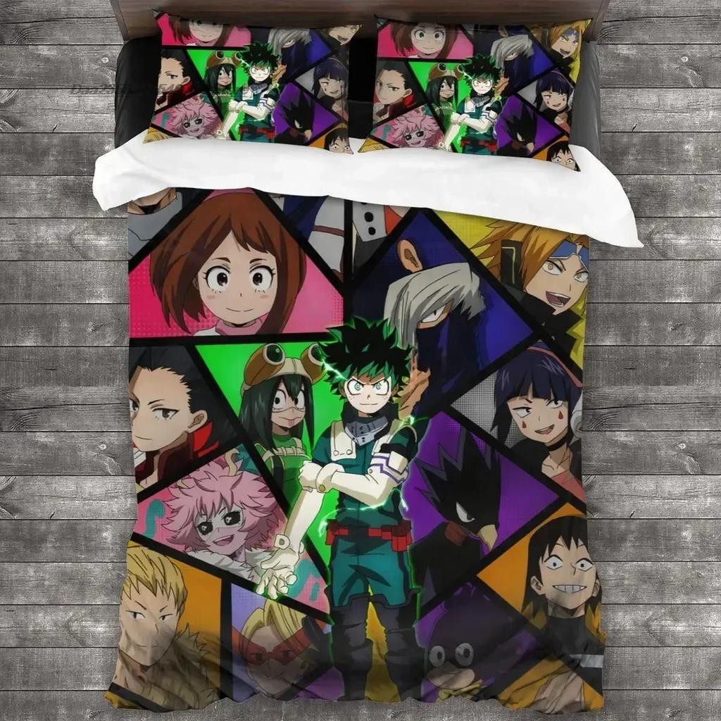 3D Print Anime My Hero Academia Bedding Set Duvet Cover Sheet Printed Bed Set Pillowcase Full Queen King Size Comforter Bedroom