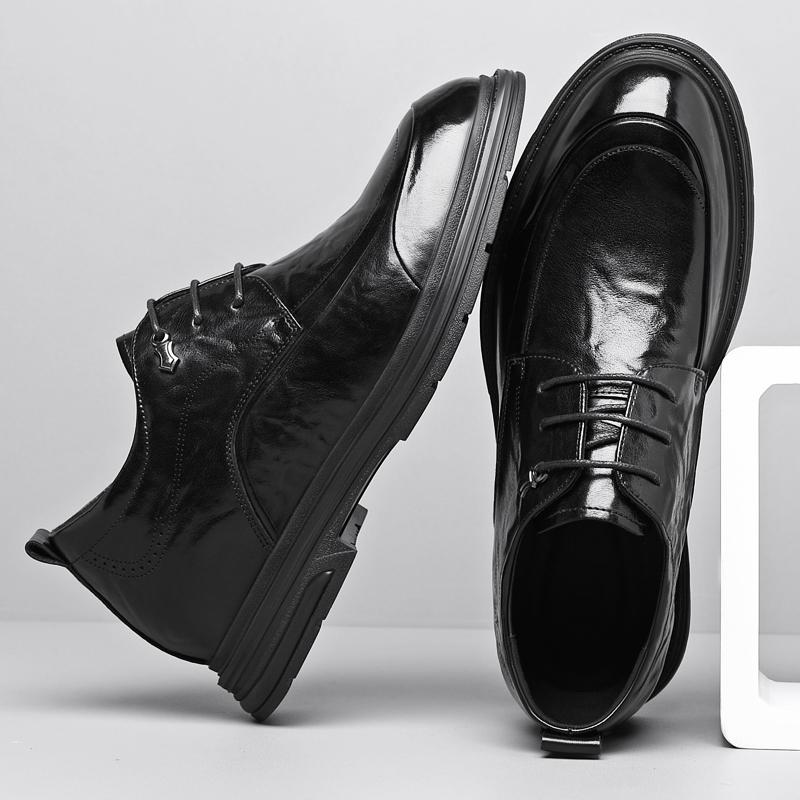 Nové Pánské 6/8CM Platformové Boty z Hovězí Kůže Zvyšující Výšku Pánské Boty do Kanceláře Business Svatba Zvedací Boty Pánské Zvedací Oblekové Boty